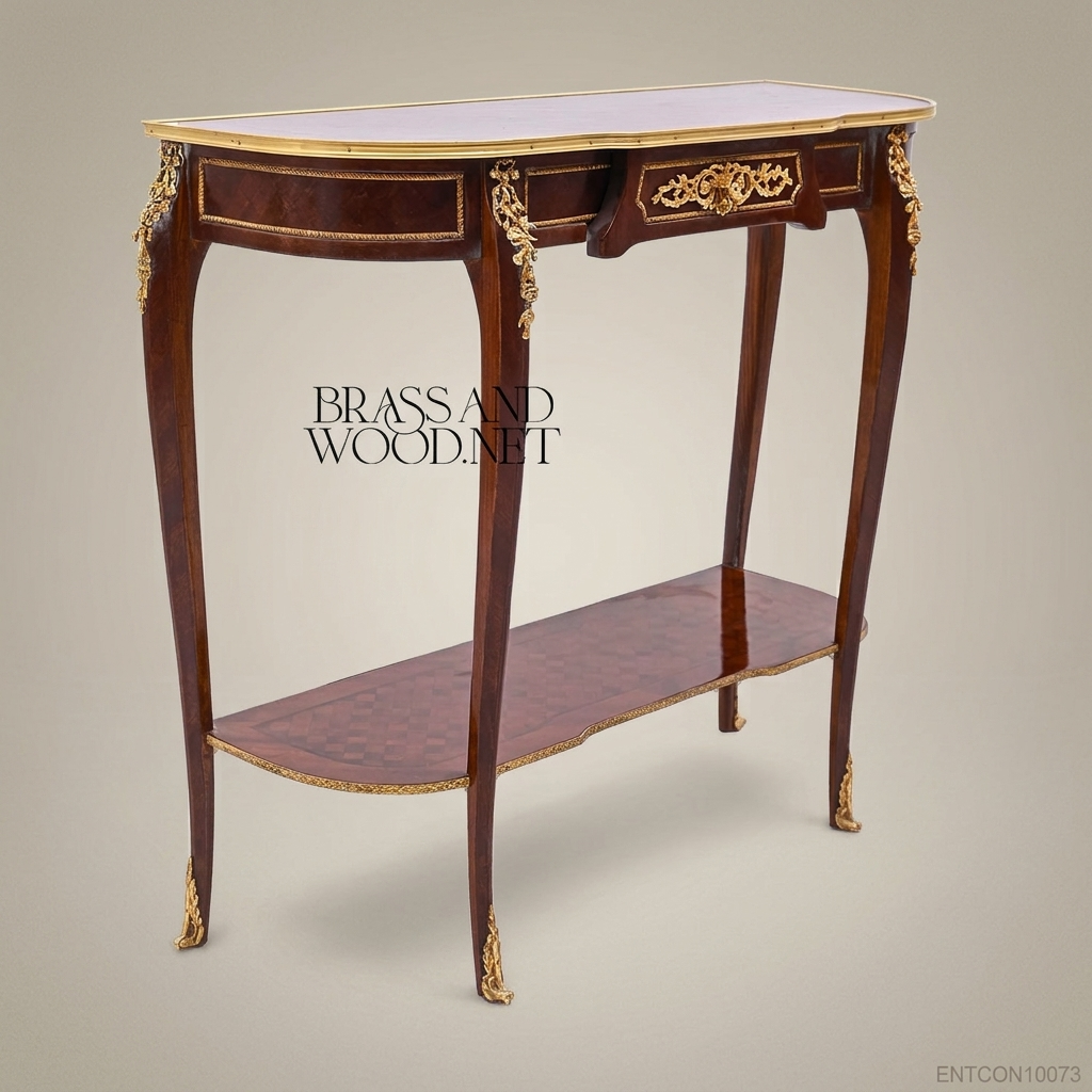 Louis XV Mahogany Console Table with Gilt Bronze Ormolu Mounts