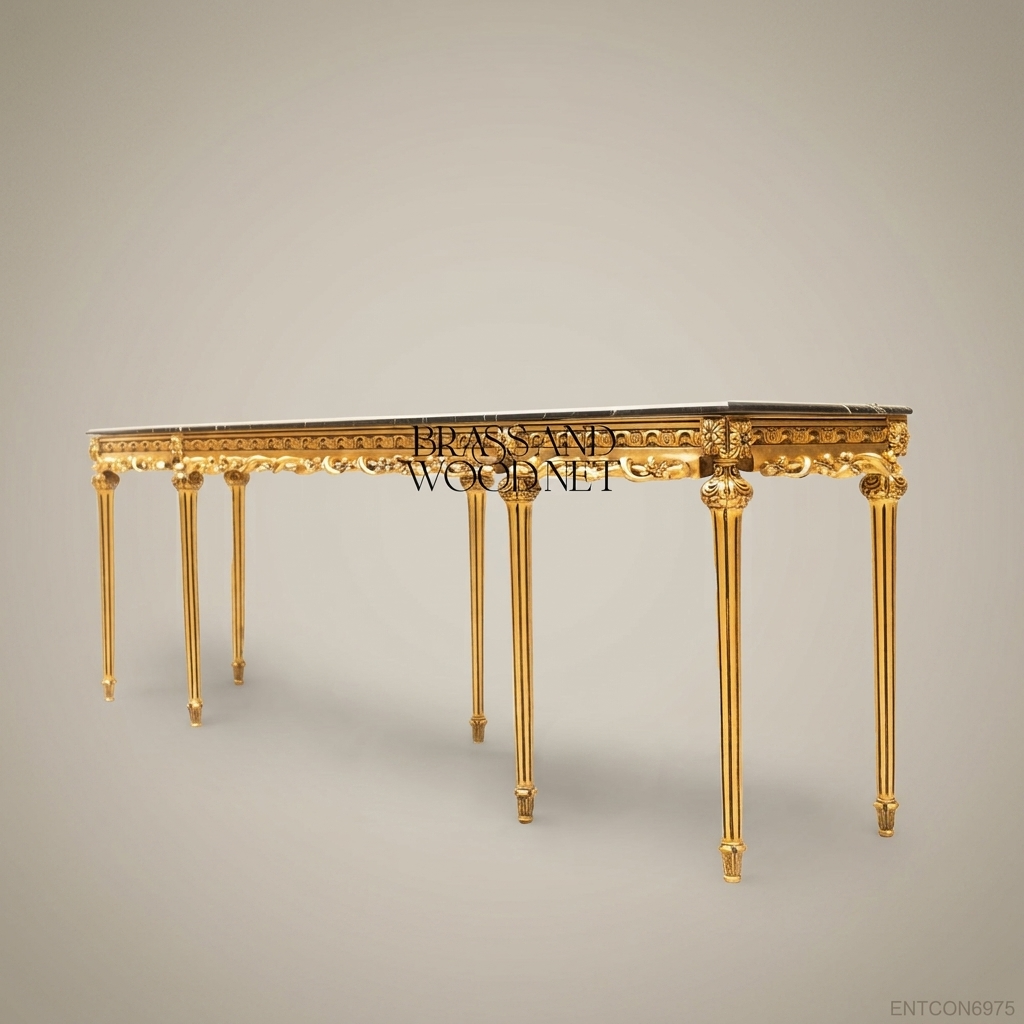 Louis XVI Grand Console Table | Gold Leaf & Marble