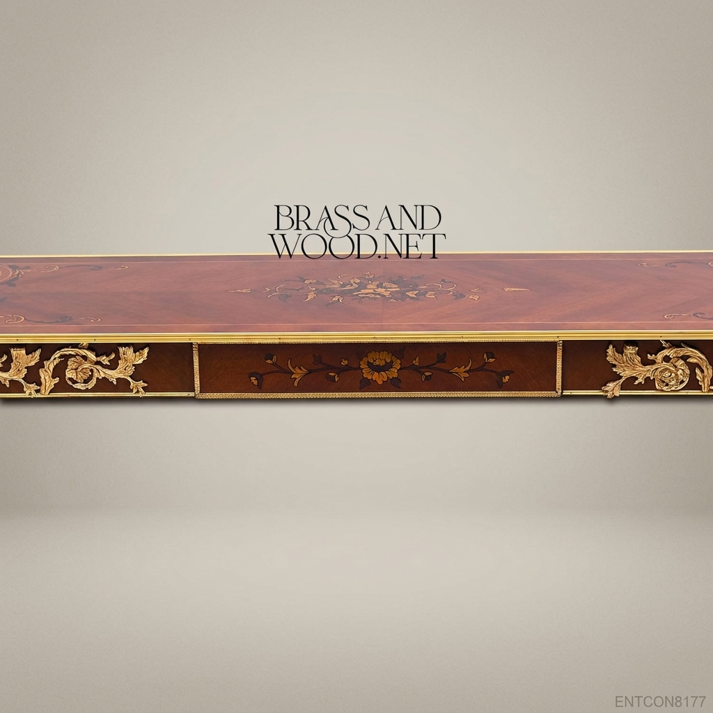 Louis XVI Neoclassical Console Table with Ormolu Mounts & Marquetry Top