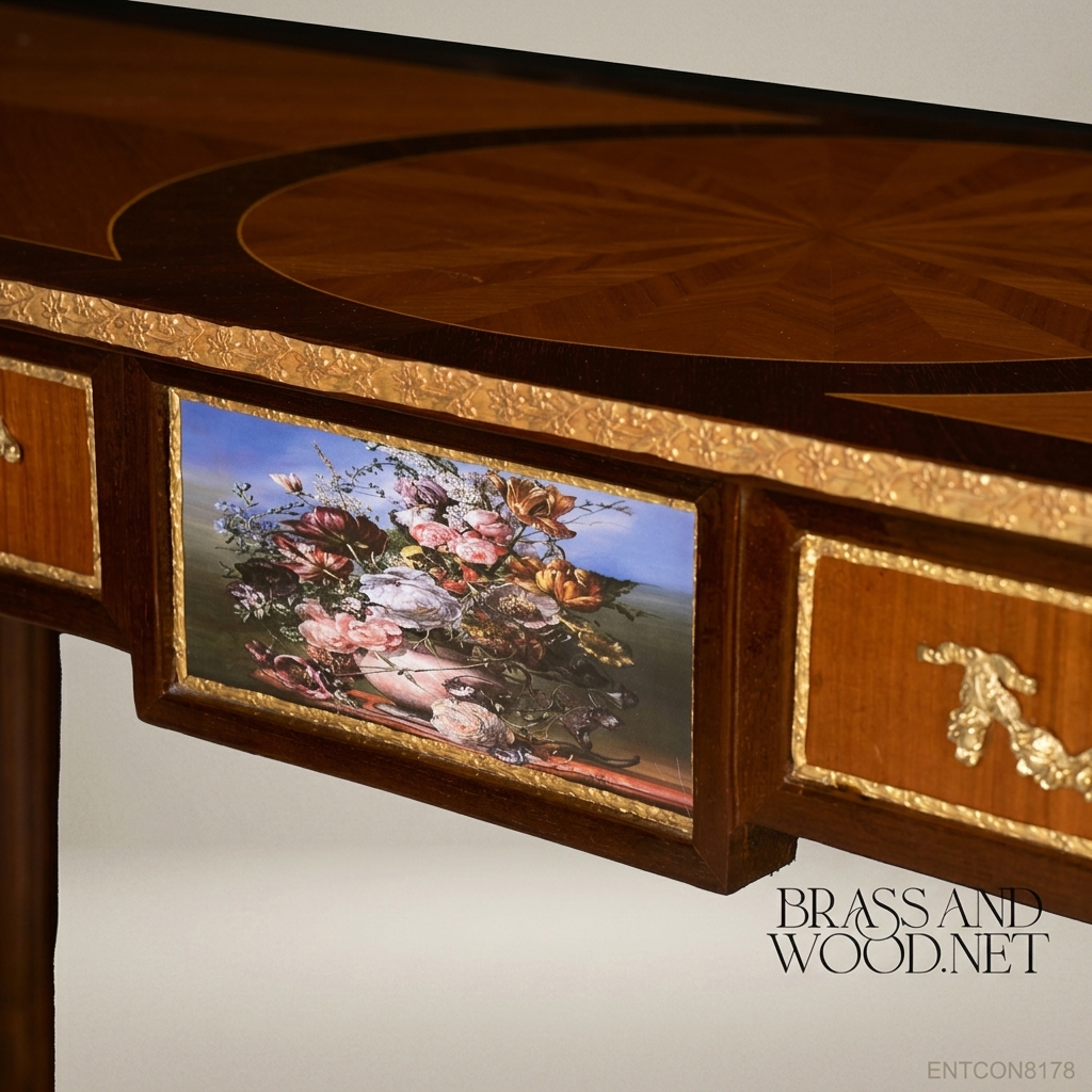 French-Style Brass Mounted Wooden Console Table