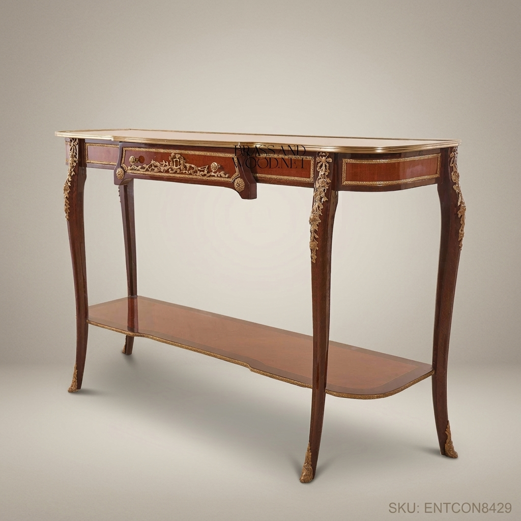 Louis XV Console Table | Mahogany & Gilt Bronze Ormolu