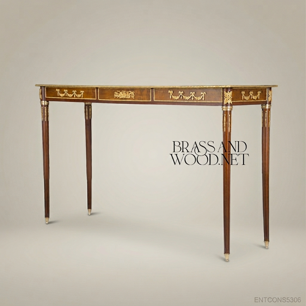 Louis XVI Neoclassical Console Table with Gilt Bronze Ormolu Mounts