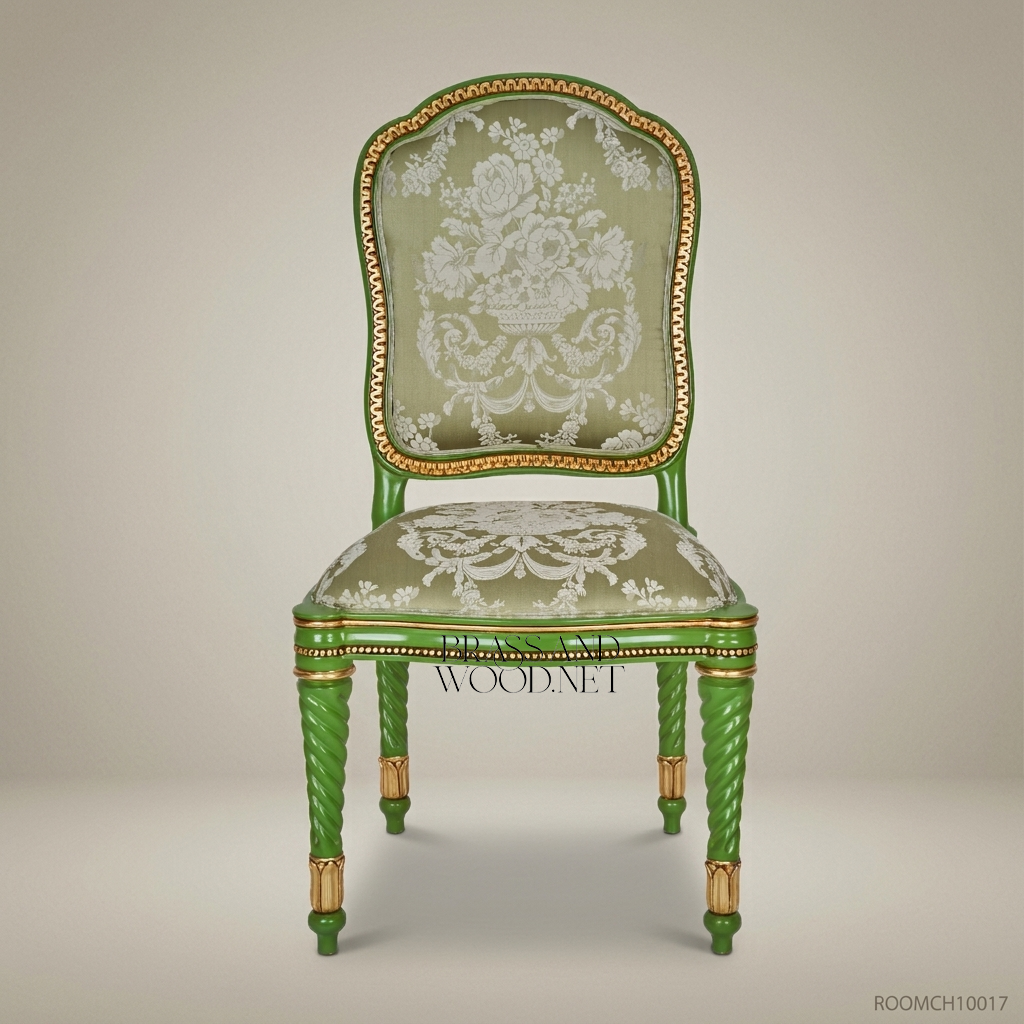 Floral Hand-Painted Green & Gold Dining Set
