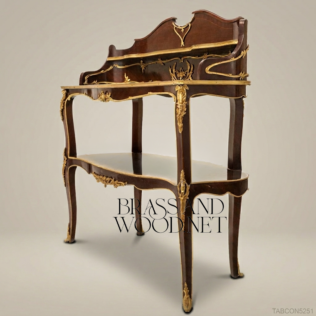 Louis XV Mahogany Console Table with Antique Brass Ormolu Mounts