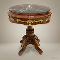 Napoleon III Rococo Revival Round Guéridon Side Table — Green Marble Top with Gilt Bronze Ormolu Apron