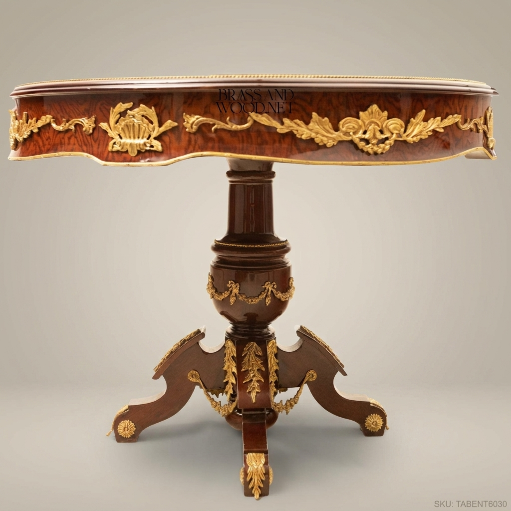 Napoleon III Rococo Revival Round Centre Table with Hand-Painted Landscape Top & Gilt Bronze Mounts