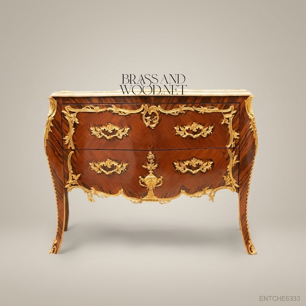 Louis XV Bombe Commode with Gilt Bronze Mounts & Marble Top