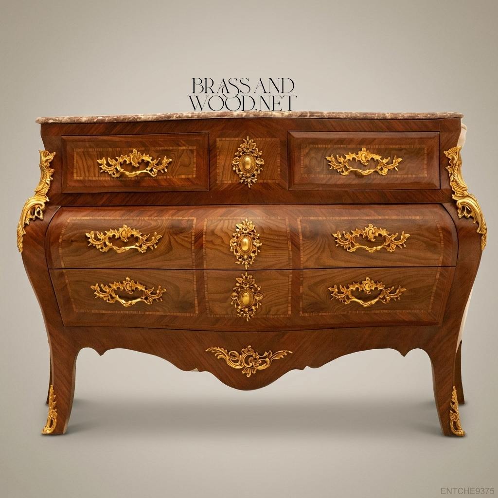 Louis XV Bombe Commode with Marble Top & Gilded Brass Mounts
