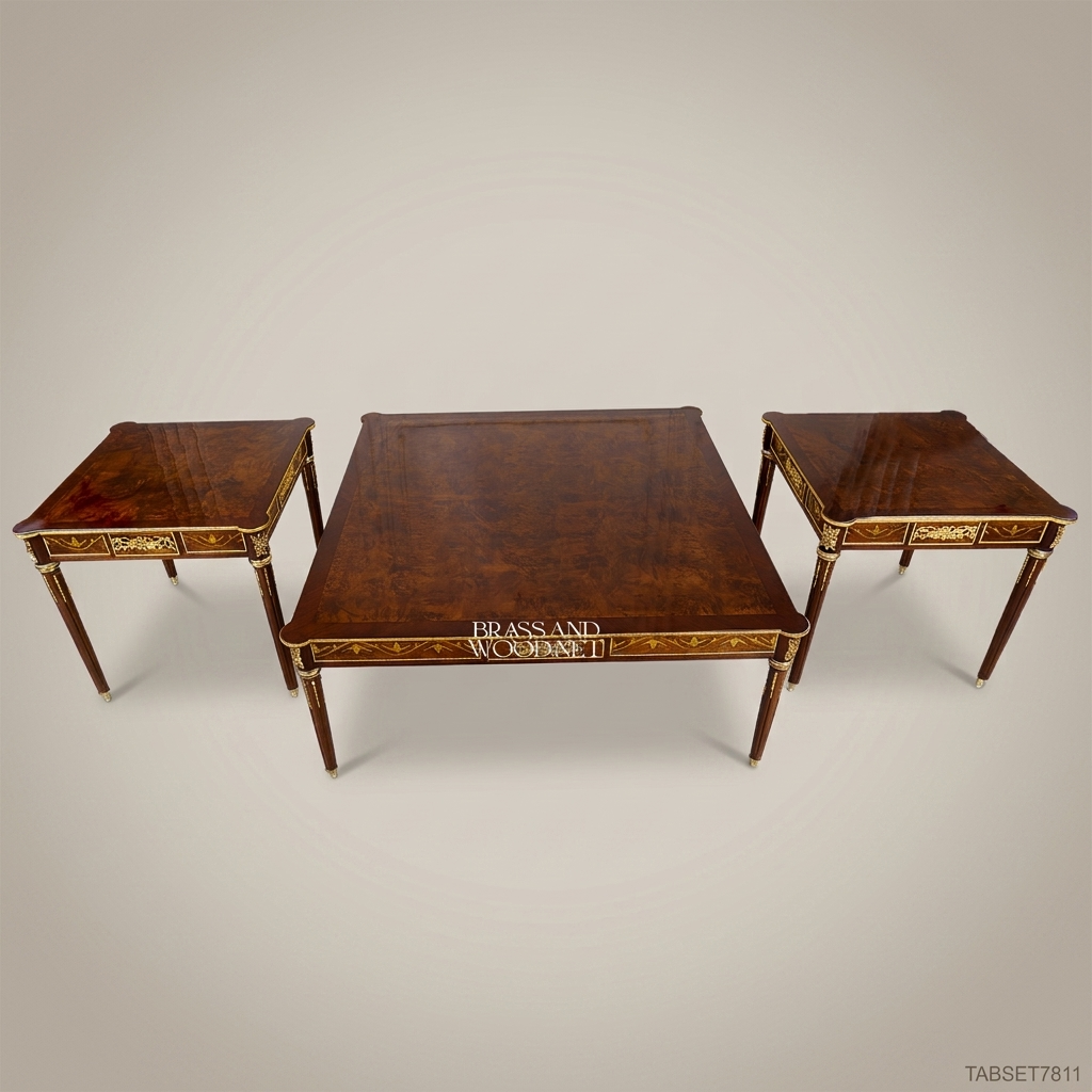 Louis XVI Burl & Marquetry Salon Table Set
