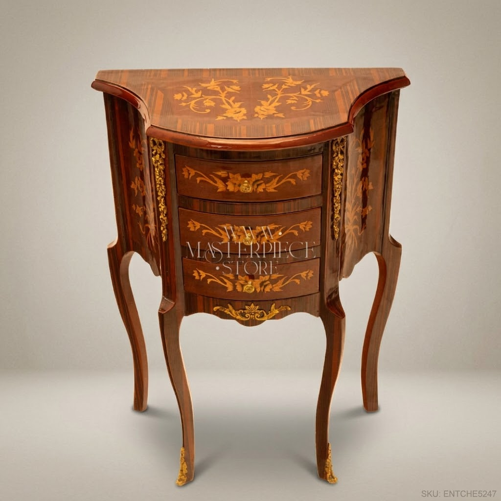 Louis XV Rococo Marquetry Chest of Drawers with Gilt Bronze Mounts