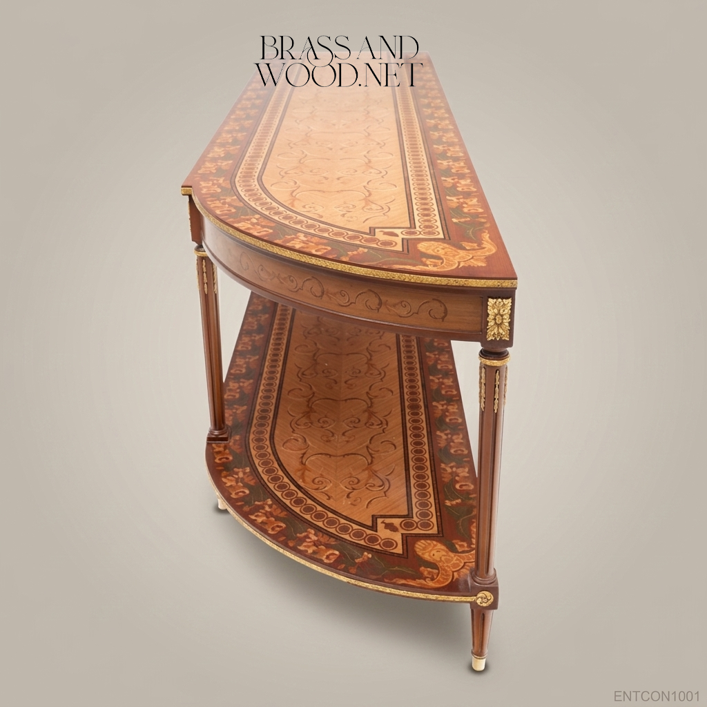 Classic Wooden TV Console with Brass Accents