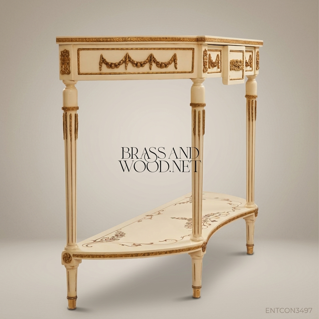 Classic Cream Console Table with Brass Details