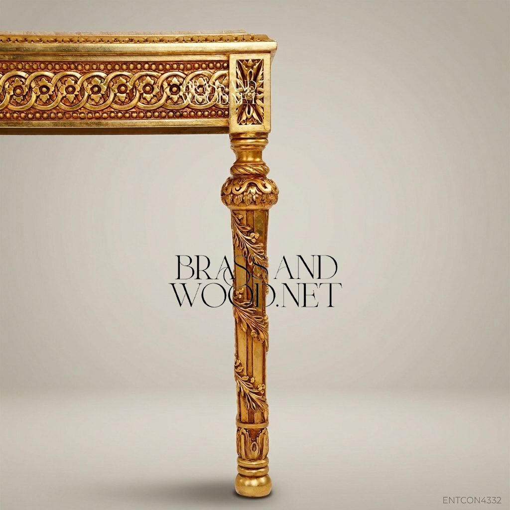 Louis XVI Neoclassical Console Table | Gold Leaf & Marble Top