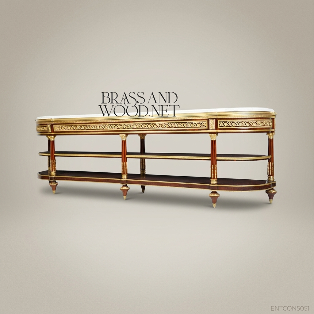Classic Wooden TV Console with Marble Top