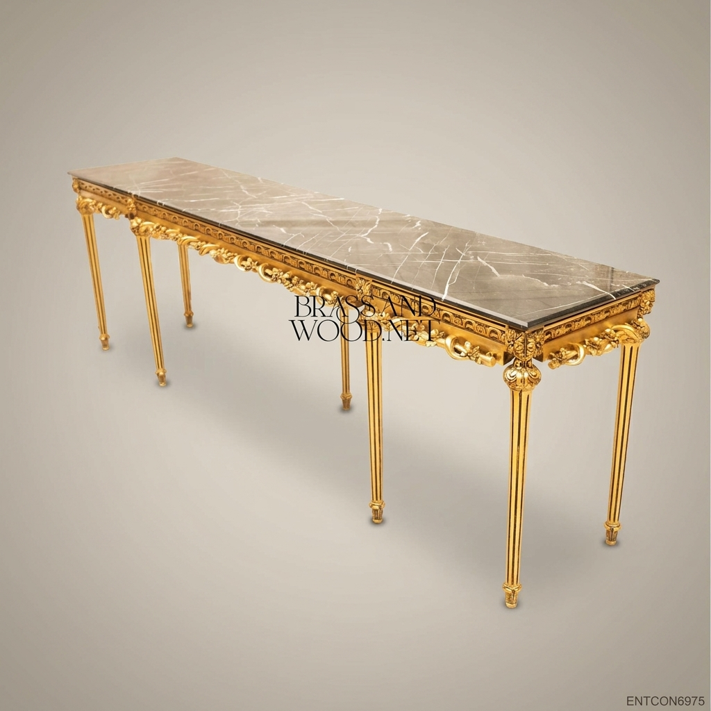 Louis XVI Grand Console Table | Gold Leaf & Marble
