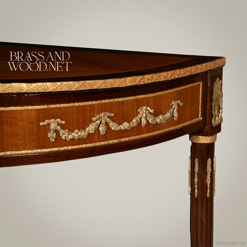 French-Style Brass Mounted Wooden Console Table