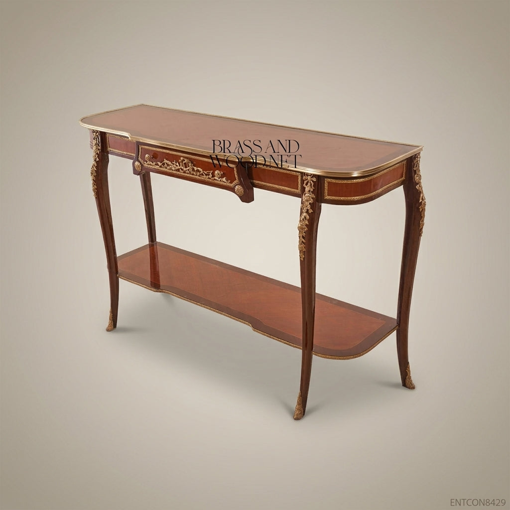 Louis XV Console Table | Mahogany & Gilt Bronze Ormolu