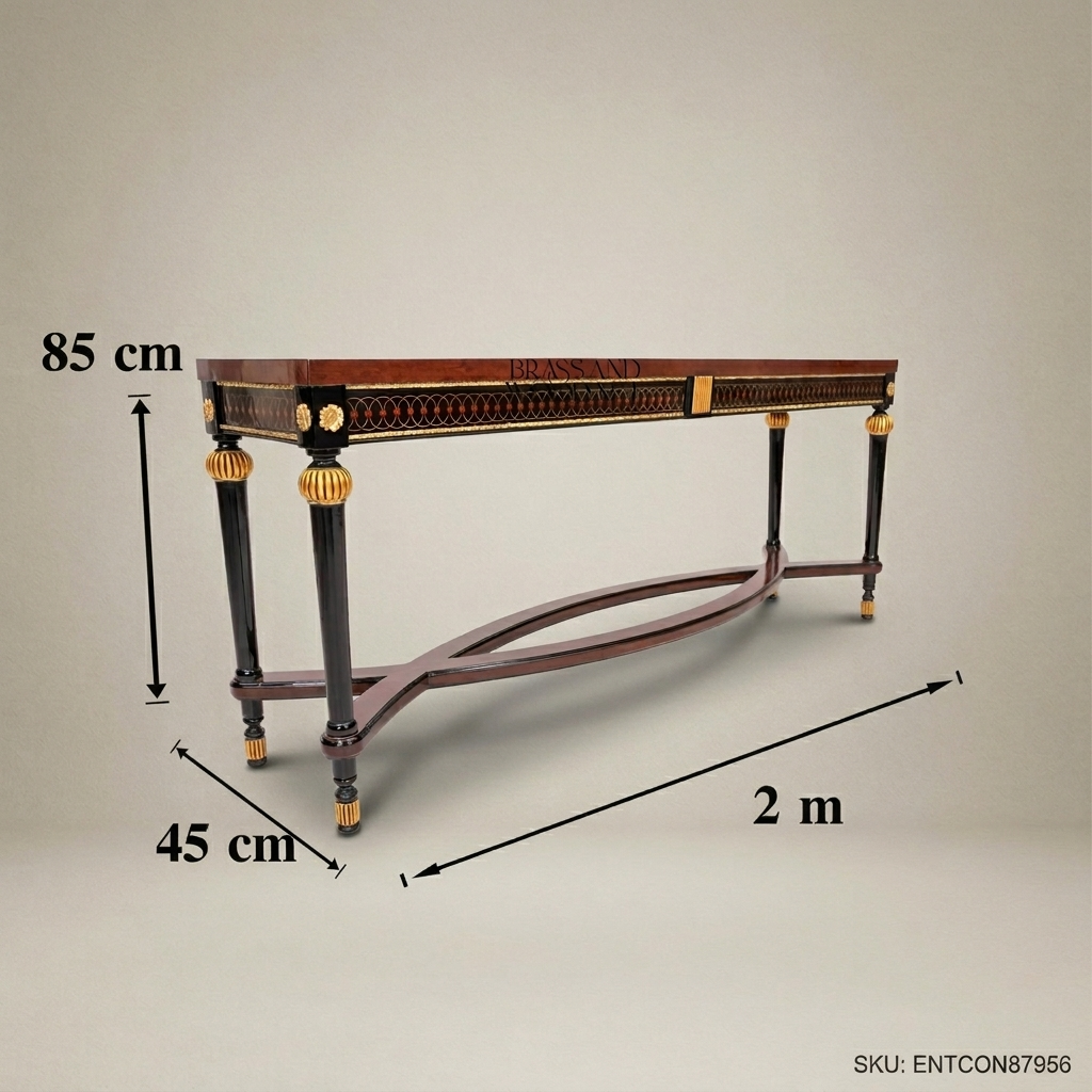 Neoclassical Empire Console Table with Ebonised Legs & Gold Leaf Détails