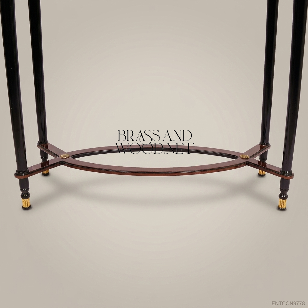 Empire Neoclassical Console Table – Ebonised Wood & Gold Leaf Brass Inlay
