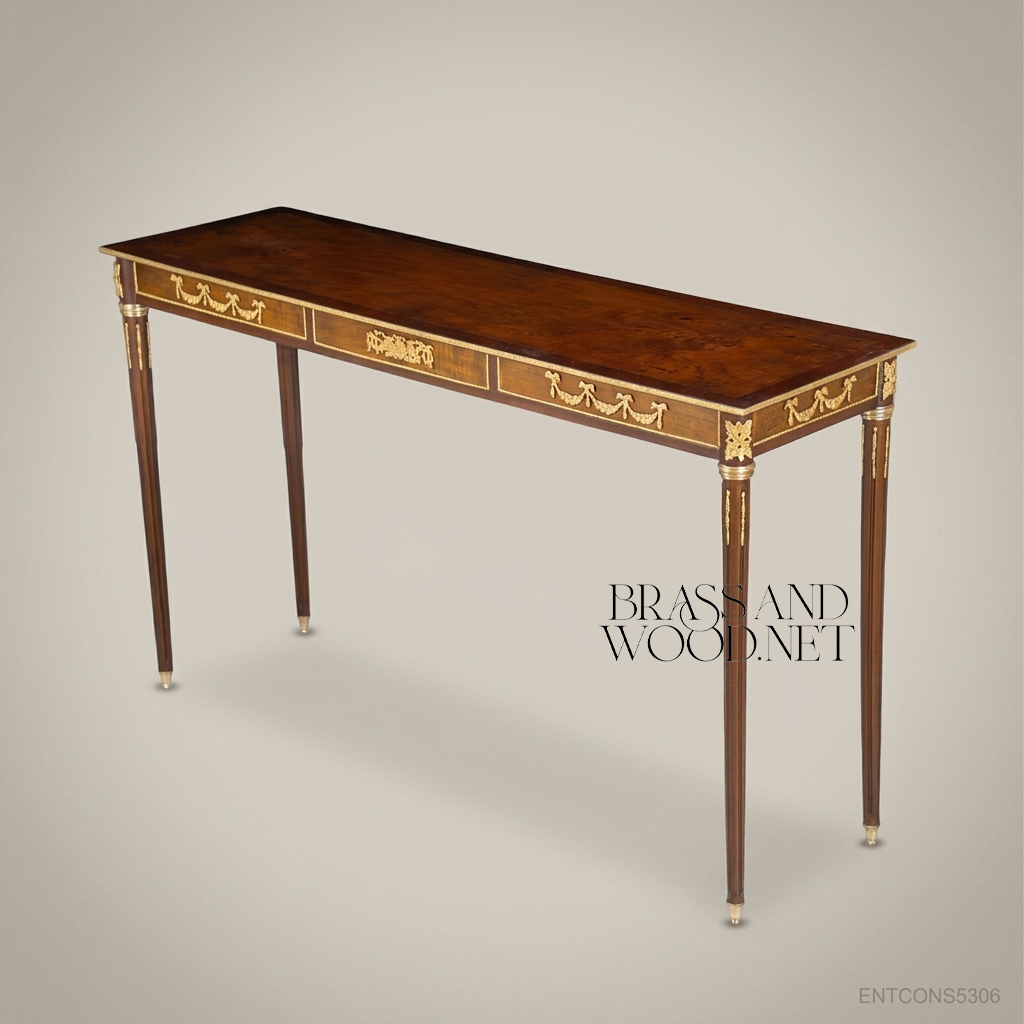 Louis XVI Neoclassical Console Table with Gilt Bronze Ormolu Mounts