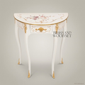 Rococo Demi-Lune Console Table with Gold Leaf Accents & Floral Inlay