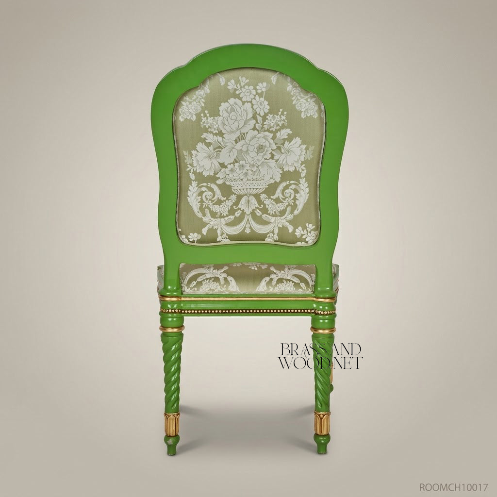 Floral Hand-Painted Green & Gold Dining Set