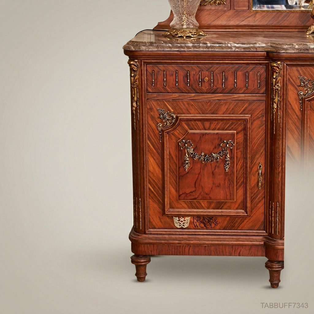 Brass & Wood Classical Ornate Buffet — 400cm