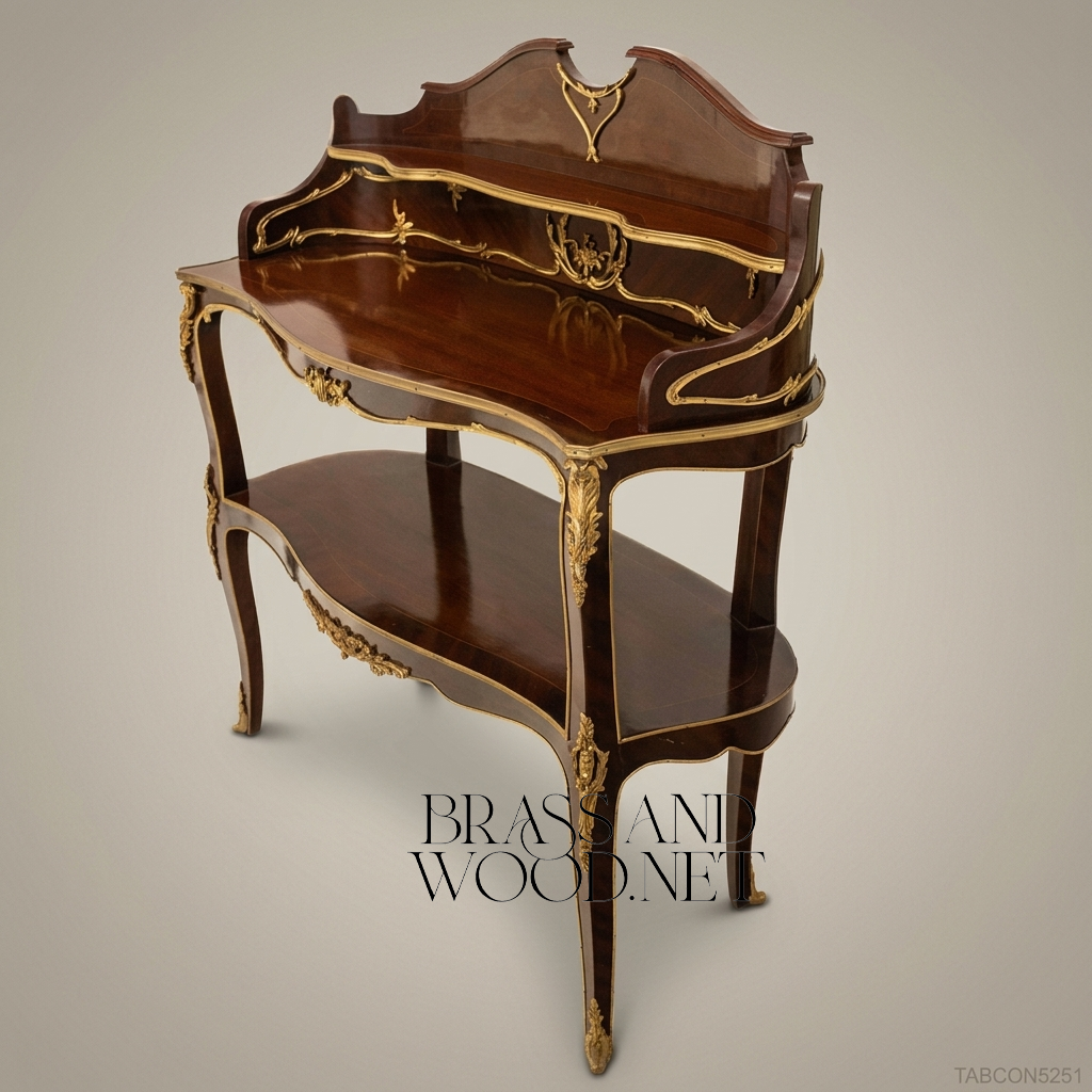 Louis XV Mahogany Console Table with Antique Brass Ormolu Mounts
