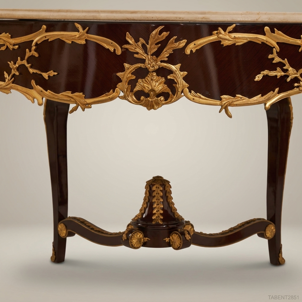 Napoleon III Rococo Revival Octagonal Center Table — Crema Marfil Marble Top with Gilt Bronze Ormolu Apron