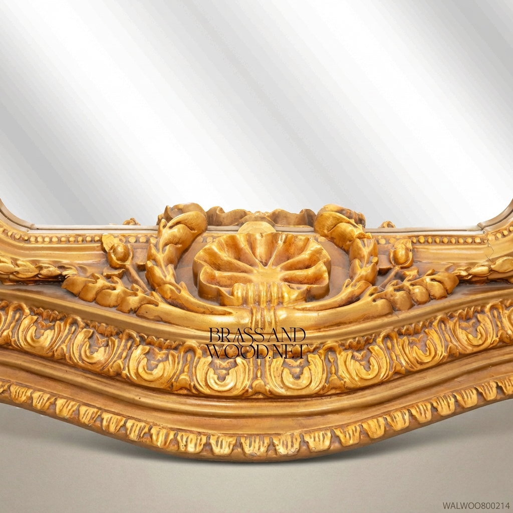 Napoleon III Baroque Revival Gilded Arched Floor Mirror – Corinthian Column Pilasters & Mascaron Base