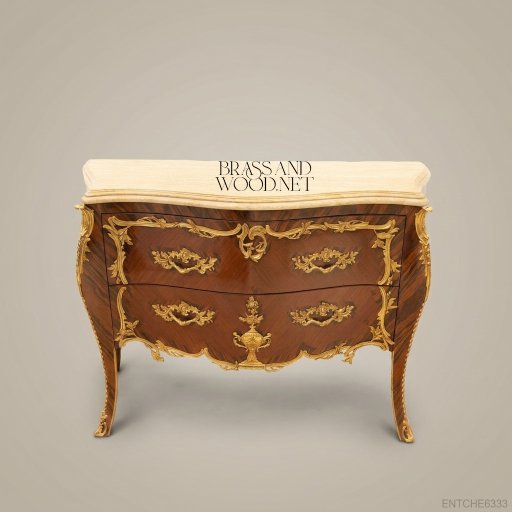 Louis XV Bombe Commode with Gilt Bronze Mounts & Marble Top