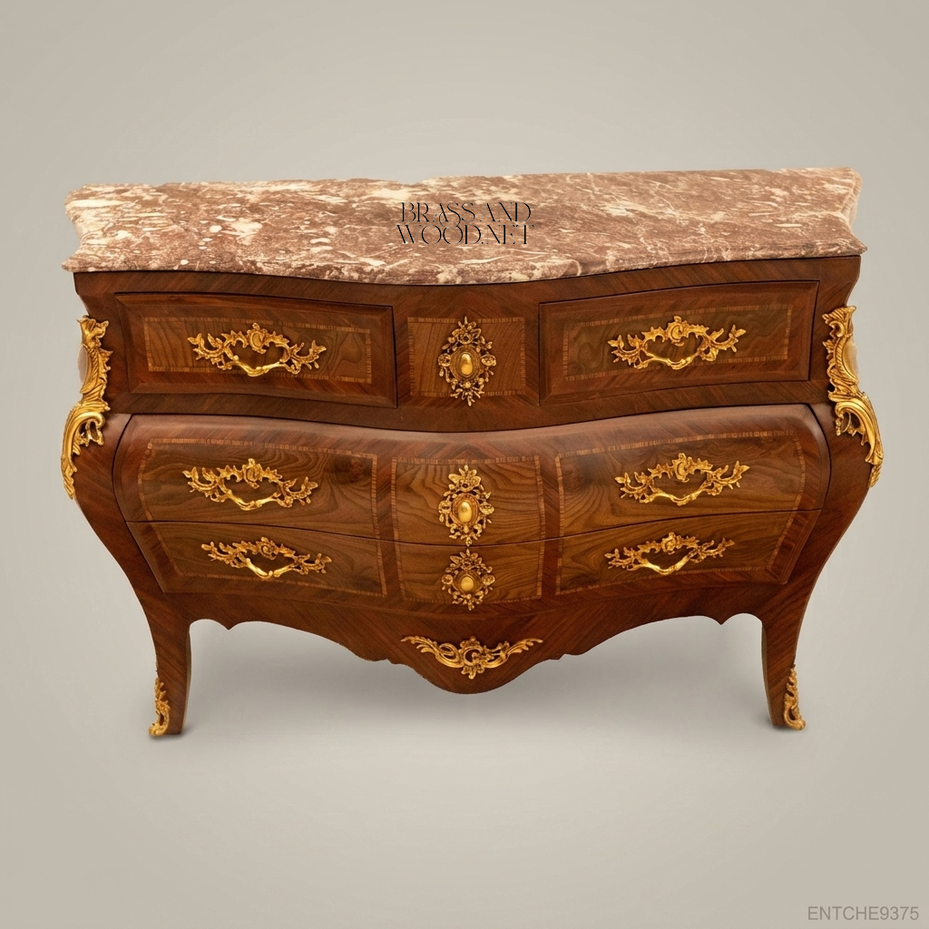 Louis XV Bombe Commode with Marble Top & Gilded Brass Mounts