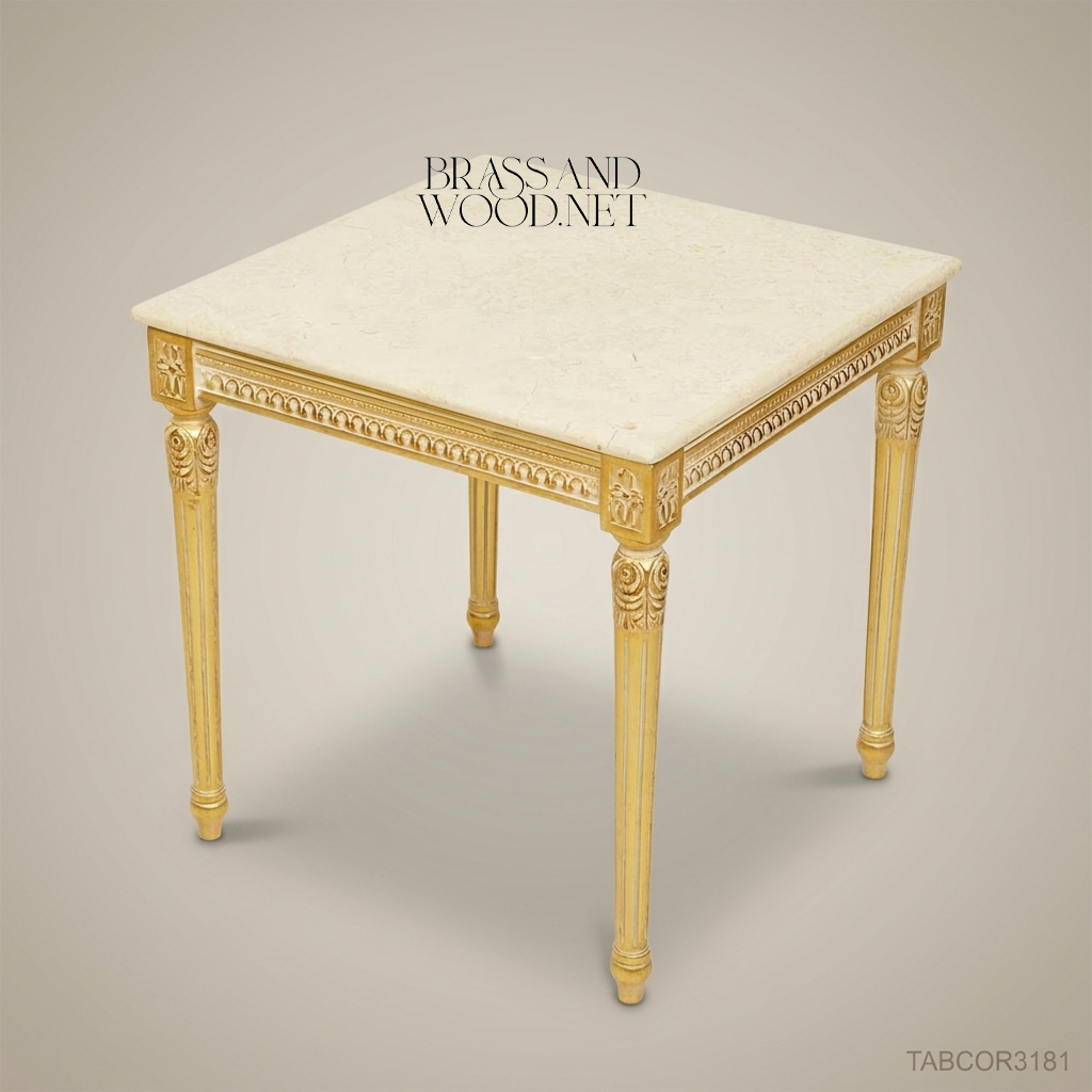 Louis XVI Gilded Wood Salon Corner Table with Marble Top