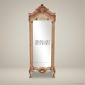 Rococo Revival Carved Vitrine Display Cabinet - Arched Mirror Door with Shell Crest & Acanthus Cabriole Legs