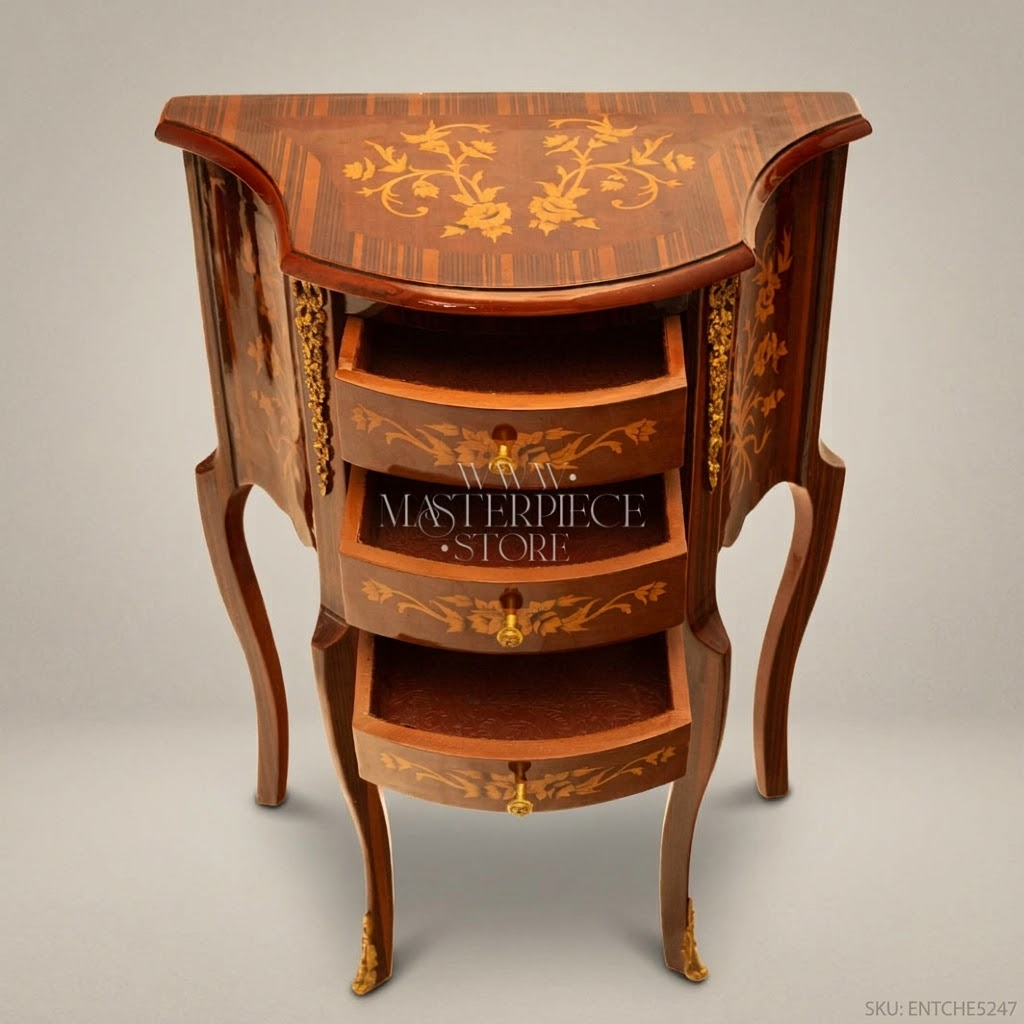 Louis XV Rococo Marquetry Chest of Drawers with Gilt Bronze Mounts