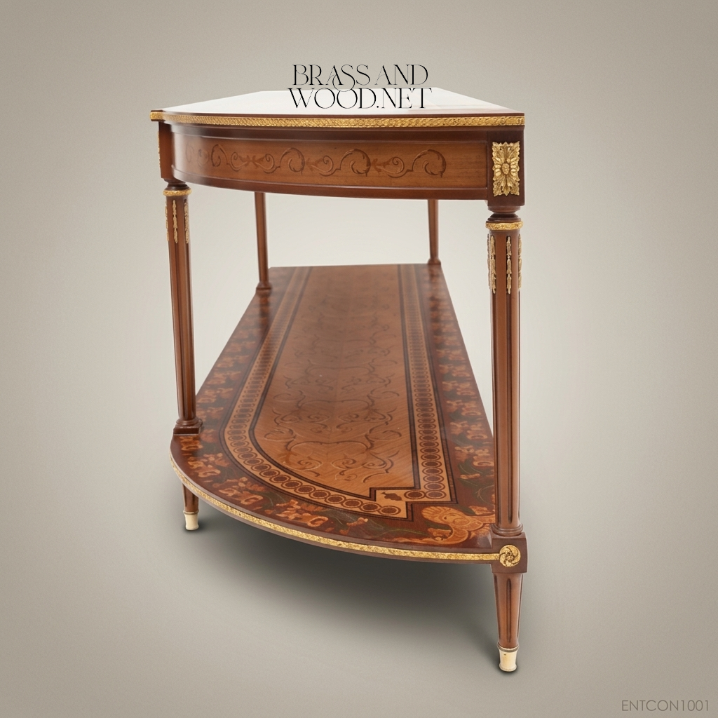 Classic Wooden TV Console with Brass Accents