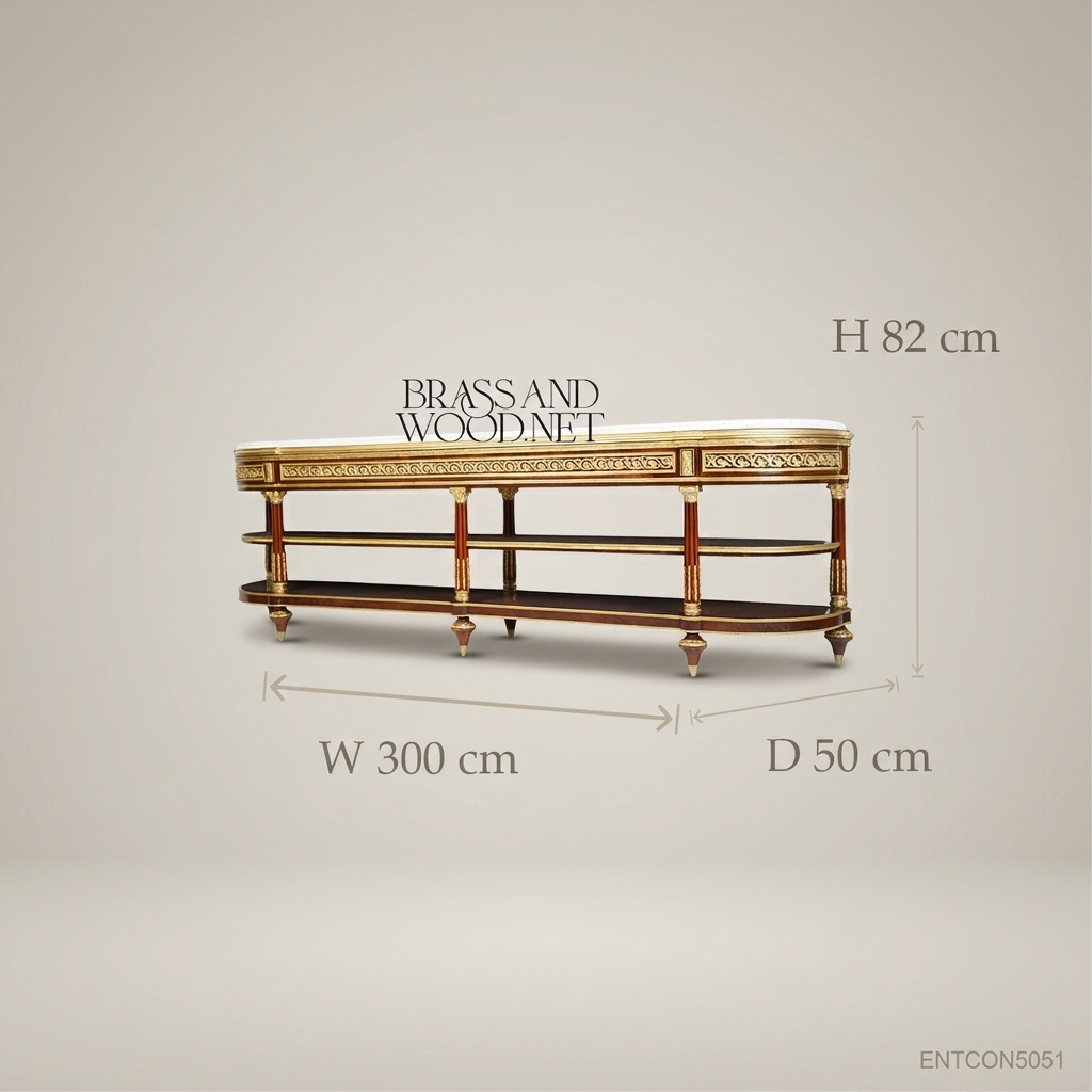 Classic Wooden TV Console with Marble Top