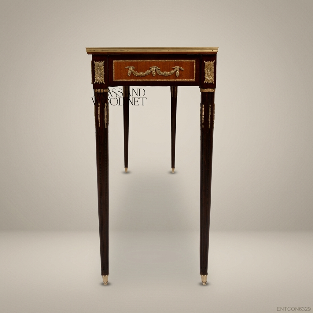 French-Style Brass Mounted Wood Console Table