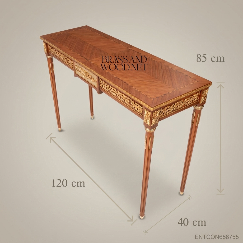 Louis XVI Neoclassical Console Table | Gold-Carved Solid Wood