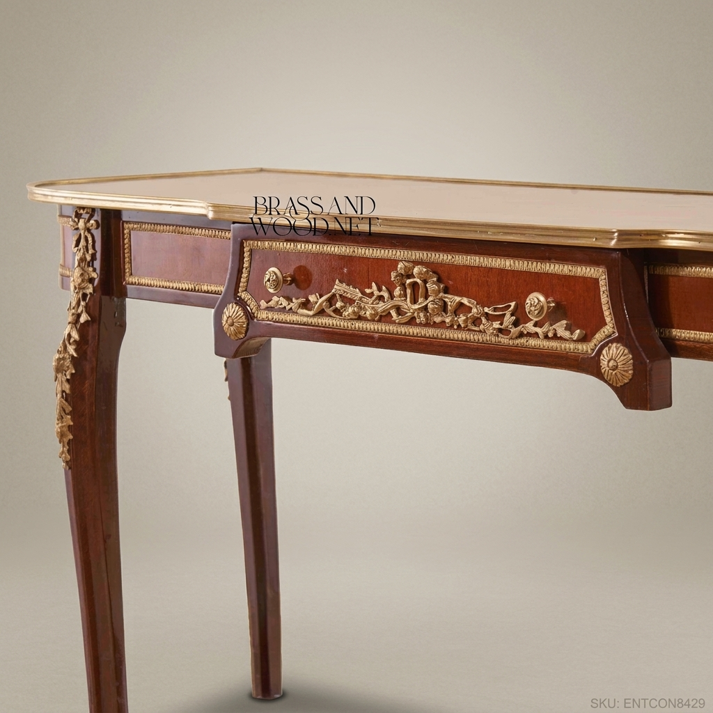 Louis XV Console Table | Mahogany & Gilt Bronze Ormolu