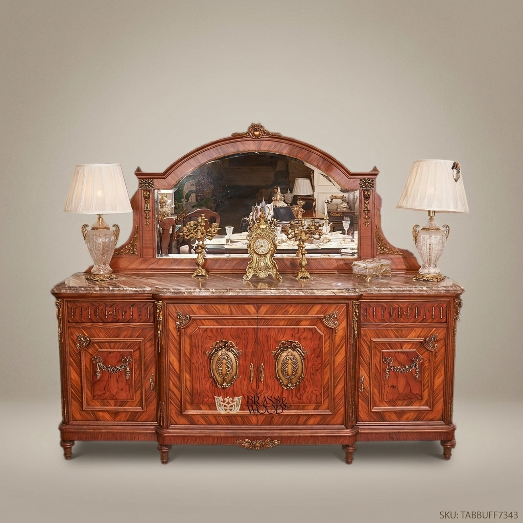 Brass & Wood Classical Ornate Buffet — 450cm