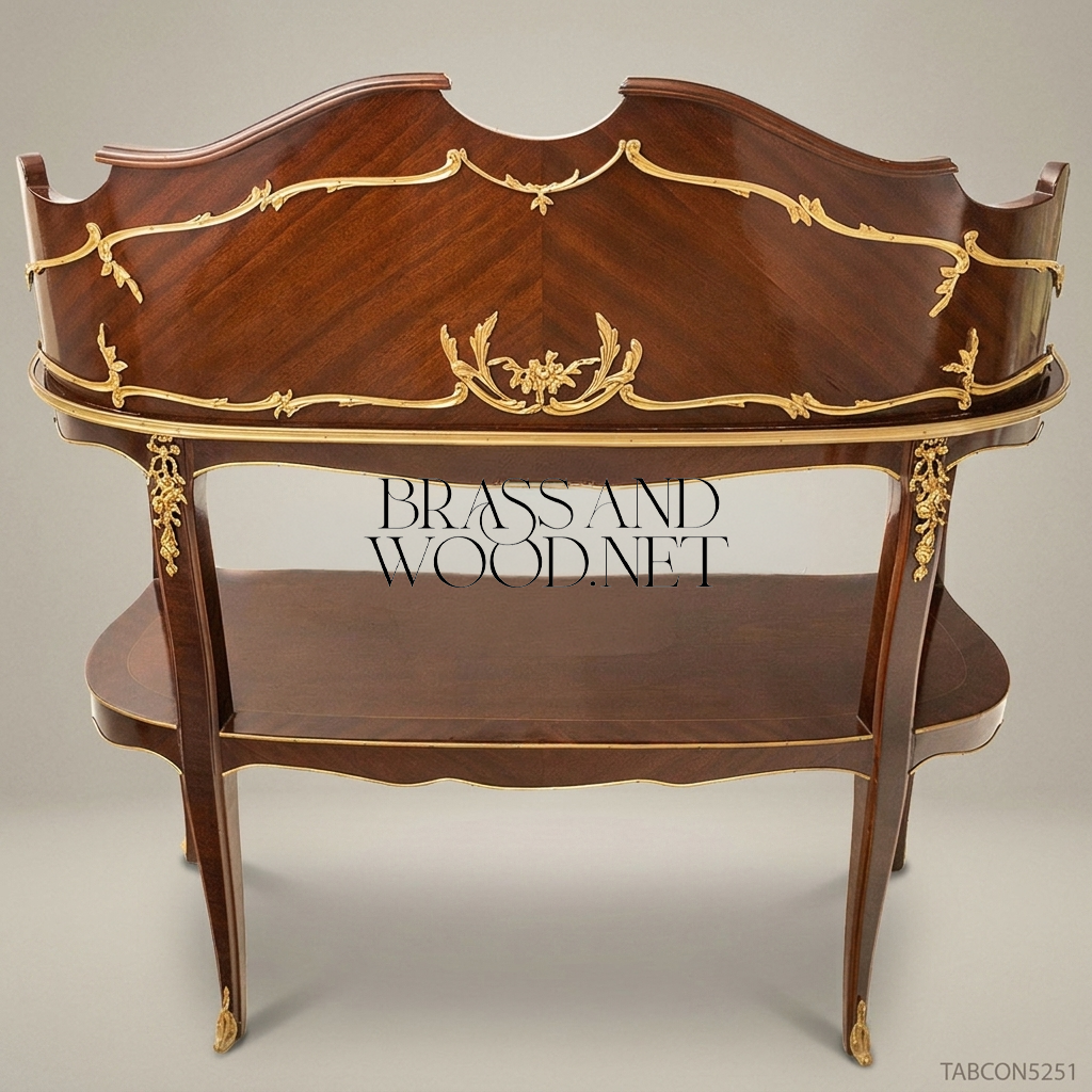 Louis XV Mahogany Console Table with Antique Brass Ormolu Mounts
