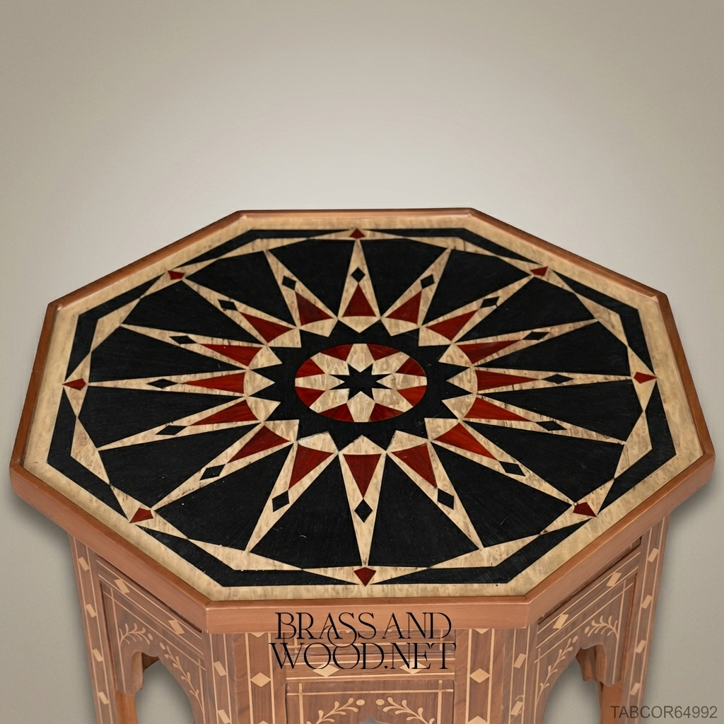 Arabesque Heritage Salon Set — Carved Wood & Gilt Brass Lattice