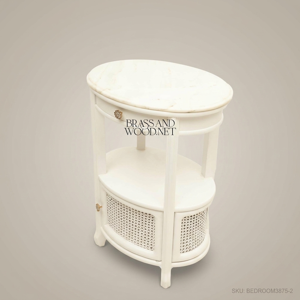Jasmine Ring Bedroom Nightstand - Off White