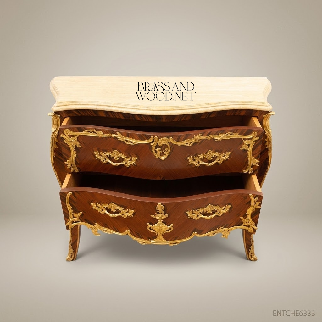 Louis XV Bombe Commode with Gilt Bronze Mounts & Marble Top