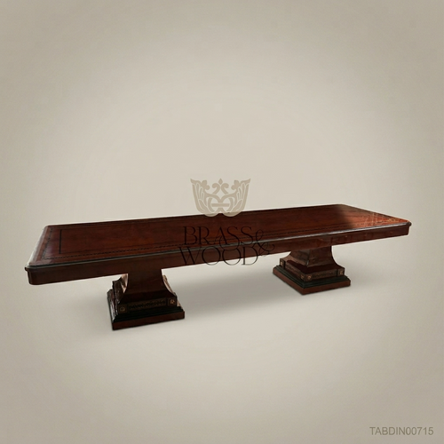 Brass & Wood Empire Double Pedestal Dining Table