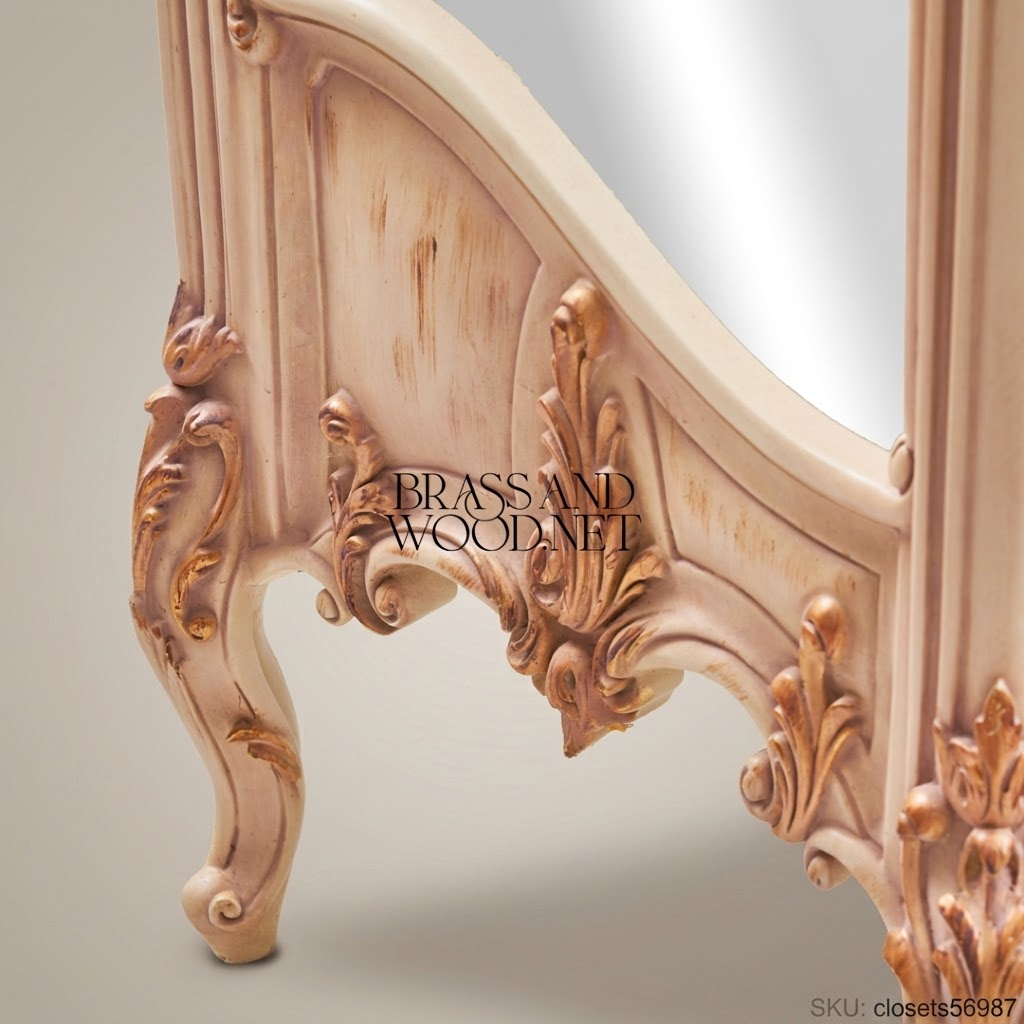 Rococo Revival Carved Vitrine Display Cabinet - Arched Mirror Door with Shell Crest & Acanthus Cabriole Legs
