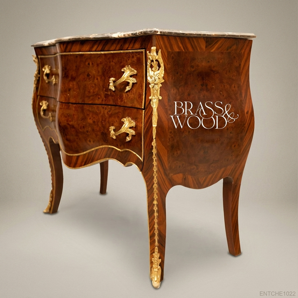 Louis XV Bombe Commode with Marble Top & Gilt Brass Mounts