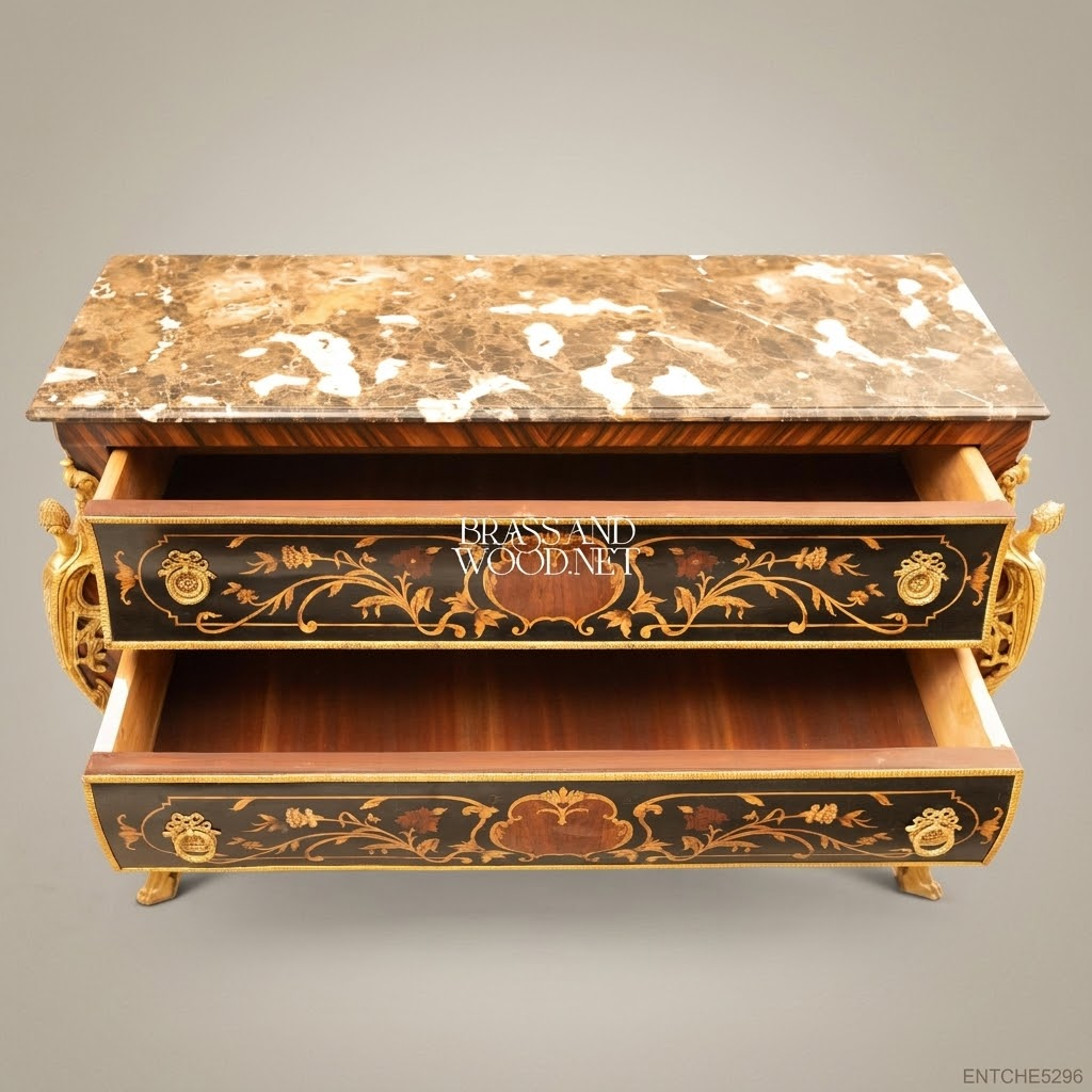 Louis XV Bombe Commode with Marquetry Inlay & Ormolu Mounts