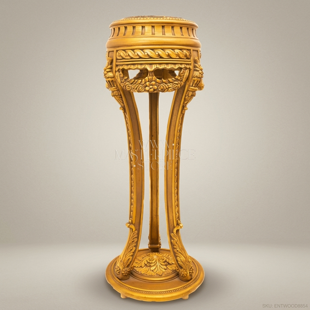 Louis XV Rococo Gilded Jardinière Pedestal Stand — Lidded Urn on Cabriole Tripod